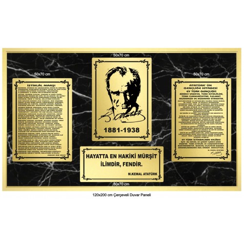 Atatürk Köşesi Pirinç Kaplama 6 Parça 50x70 cm Siyah Atatürk Köşesi Pirinç Kaplama 6 Parça 50x70 cm Siyah